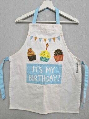 Williams Sonoma Kids 'Its My Birthday!' White Cupcake Canvas Apron